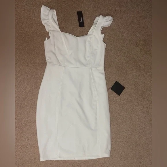 Lulu's Miriam White Ruffled Bodycon Dress - Picture 3 of 5